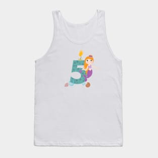 Cute little mermaid five birthday Tank Top